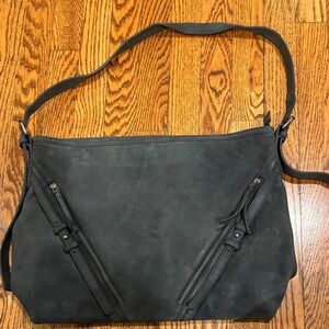 Free People High Roller Black Leather Shoulder Bag